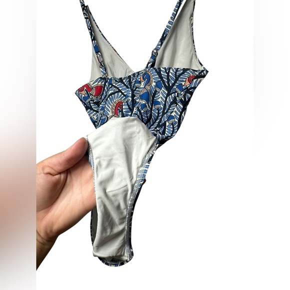 Tory Burch | Printed One Piece Swimsuit | Tie Front | Tropical | Size Medium - Picture 5 of 5